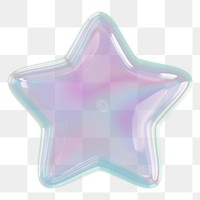 Holographic star png icon, transparent background