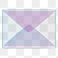 Holographic envelope png 3D message icon, transparent background