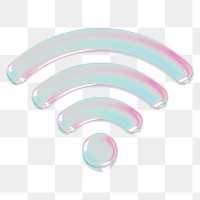 Wifi png 3D holographic icon, transparent background