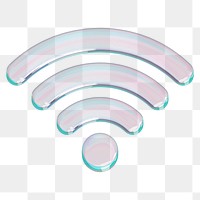 Wifi png 3D holographic icon, transparent background