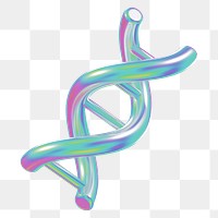 DNA helix png 3D holographic, transparent background