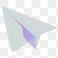 PNG 3D holographic paper plane, transparent background