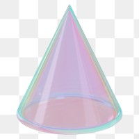 Holographic cone png 3D geometric shape, transparent background