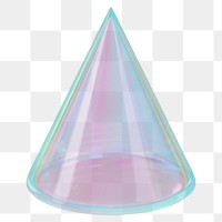 Holographic cone png 3D geometric shape, transparent background