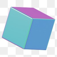 Metallic cube png 3D geometric shape, transparent background