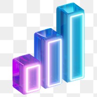 Bar chart png neon 3D element, transparent background