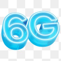 6G png 3D neon icon, transparent background