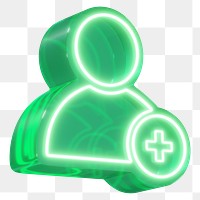 Add friend png 3D green user profile icon, transparent background