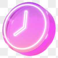 3D clock png neon pink, transparent background