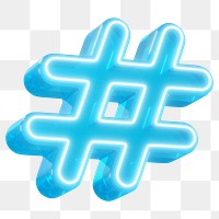 Blue hashtag png 3D icon, transparent background