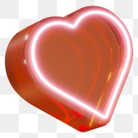 Neon heart png 3D element, transparent background