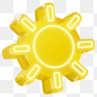 Sun icon png neon 3D element, transparent background