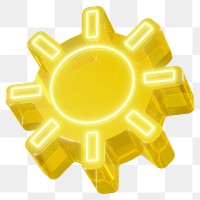 Sun icon png 3D neon element, transparent background