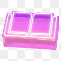 Neon pink book png education, transparent background