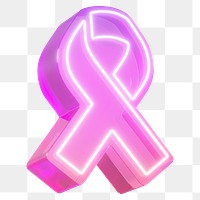 Pink ribbon png 3D breast cancer symbol, transparent background