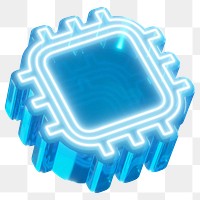 Blue microchip png digital technology, transparent background