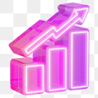 Growth arrow png 3D neon element, transparent background