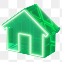 Neon house png 3D element, transparent background