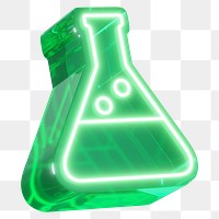 Flask icon png neon green, transparent background