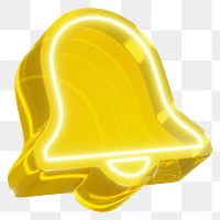 Bell yellow neon png element, digital remix, transparent background