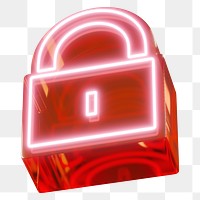 Cybersecurity png 3D red icon, transparent background