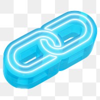 Glyph link png 3D neon blue icon, transparent background