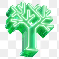 Tree png 3D neon element, transparent background