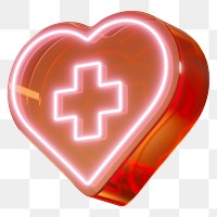 PNG 3D red medical heart, health & wellness, transparent background