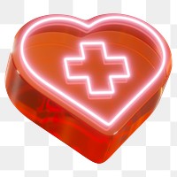 PNG 3D red medical heart, health & wellness, transparent background