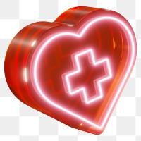 PNG 3D red medical heart, health & wellness, transparent background