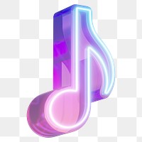 Music note png 3D neon icon, transparent background