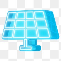 Solar cell png 3D neon element, transparent background