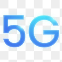 5G png blue glowing icon, transparent background