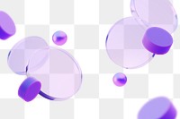 3D geometric png purple glassy cylinders, transparent background