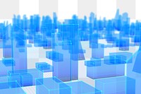 Blue wireframe png 3D buildings, transparent background