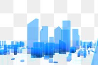 Blue wireframe png 3D buildings, transparent background