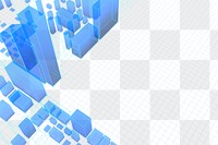 Blue wireframe png 3D buildings, transparent background