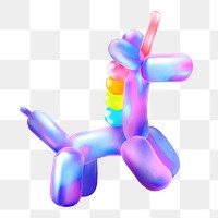 Unicorn balloon png 3D, transparent background