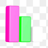 Bar graph png 3D, transparent background