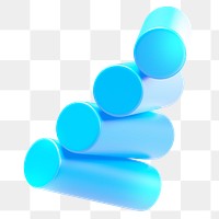 Blue cylinders png 3D geometric shape, transparent background