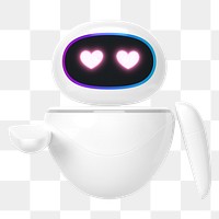 Heart-eyes robot png innovative technology, transparent background