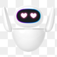 Heart-eyes robot png innovative technology, transparent background