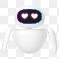 Heart-eyes robot png innovative technology, transparent background
