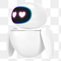 3D robot png heart-eyes, transparent background