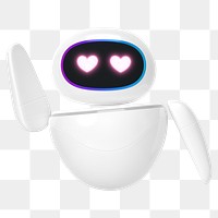 3D robot png heart-eyes, transparent background