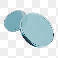 Blue glass png 3D round shape, transparent background
