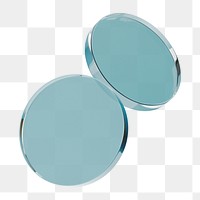 Blue glass png 3D round shape, transparent background