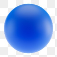 Blue ball png 3D sphere shape, transparent background