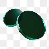 Dark green glass png 3D round shape, transparent background