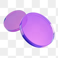 Purple glass png 3D round shape, transparent background